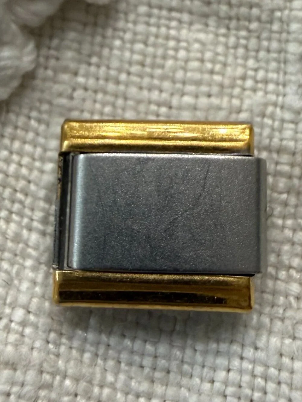 Gioielli Italy Stainless Steel & Gold Plate Bracelet Charm Link, 9mm